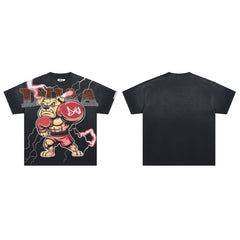 DUAA Boxing Bulldog Lightning Rhinestone Vintage Graphic Tee