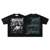 BKYS Crossbow Lady Rhinestone Black Oversized Graphic T-Shirt