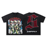 SUPPLY Alien Warrior Logo Graphic Oversized Black T-Shirt