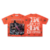 BKYS Brand New Me Orange Washed Oversized Graphic T‑Shirt