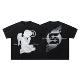 SUPPLY Angel Flame Logo Graphic Oversized Black T-Shirt