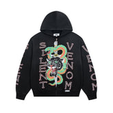 DUAA Silent Venom Panther & Snake Tattoo‑Style Zip‑Up Hoodie