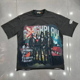Roughplay Skeleton Rock Band Backstage Distressed Graphic Tee
