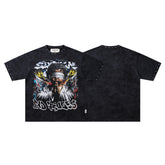 BKYS Praying Angel Rhinestone Black Oversized Graphic T-Shirt