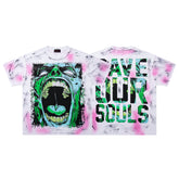 Rare Peace Save Our Souls Screaming Face Graphic Streetwear Short Sleeve Tee
