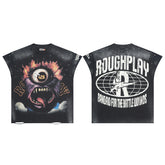 Roughplay Cosmic One‑Eyed Monster Sleeveless Cutoff Double‑Sided Distressed Tee