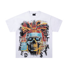 SUPPLY Abstract Skull Punk White Oversized Graphic T‑Shirt