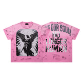 Rare Peace No Longer Human Angel Graphic Streetwear Short Sleeve Tee