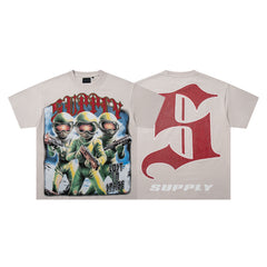 SUPPLY Alien Warrior Graphic Oversized White T-Shirt