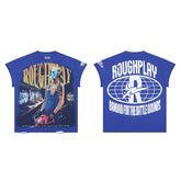 Roughplay Masked Skeleton Graffiti Subway Double‑Sided Distressed Tee