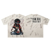 BKYS Roller Skate Kid Rhinestone Cream Oversized Graphic T-Shirt