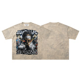 BKYS Praying Angel Rhinestone Khaki Oversized Graphic T-Shirt