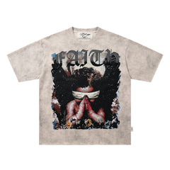 BKYS Praying Angel Cream Oversized Graphic T-Shirt
