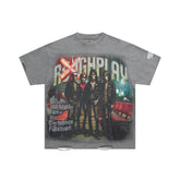 Roughplay Skeleton Rock Band Retro Glam Distressed Tee