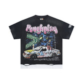 Roughplay NYC Graffiti Police Car Street Sign Layered Distressed Tee
