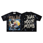 BKYS Relax Vacation Skeleton Tie Dye Oversized Graphic T‑Shirt