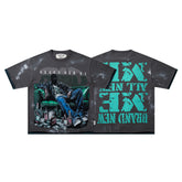BKYS Brand New Me Balaclava Man Money Washed Oversized Graphic T‑Shirt