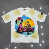 Roughplay Vacation Skeleton Flamingo Float Retro Distressed Tee