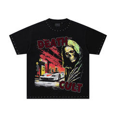 SUPPLY Death Cult Reaper Black Washed Oversized Graphic T‑Shirt