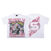 SUPPLY Dragon Flame Graphic Oversized White T-Shirt