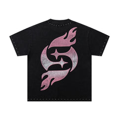 SUPPLY Rebellion Dragon Flame Graphic Oversized Black T-Shirt