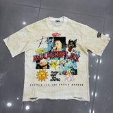 Roughplay Retro Pop‑Culture Collage Distressed T‑Shirt