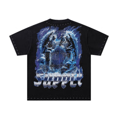SUPPLY Dragon Heart Graphic Oversized Black T-Shirt