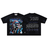 BKYS Dreadlock Skull Cash Black Washed Oversized Graphic T‑Shirt