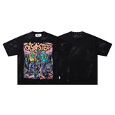BKYS City Two Figures Rhinestone Black Oversized Graphic T-Shirt