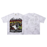 BKYS Cased DJ Star Rhinestone White Washed Oversized Graphic T-Shirt