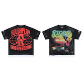 Roughplay Bandana Skeleton Lowrider Layered Hem Double‑Sided Distressed Tee