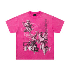 SUPPLY Spirit Angel Hot Pink Washed Oversized Graphic T‑Shirt