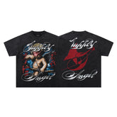 SUPPLY Angel Script Graphic Oversized Black T-Shirt