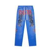 DUAA Panther Flame Vintage Washed Straight‑Leg Sweatpants