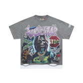 Roughplay Rockstar Skeleton Gotham City Layered Distressed Tee
