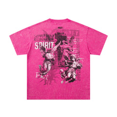 SUPPLY Spirit Angel Hot Pink Washed Oversized Graphic T‑Shirt