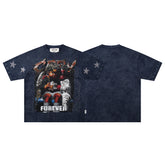 BKYS Angel Devil Cherub Rhinestone Navy Oversized Graphic T-Shirt
