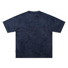 BKYS Angel Devil Cherub Rhinestone Navy Oversized Graphic T-Shirt