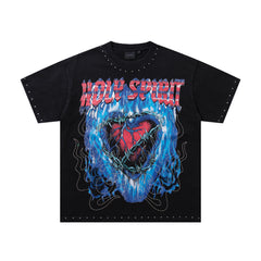 SUPPLY Dragon Heart Graphic Oversized Black T-Shirt
