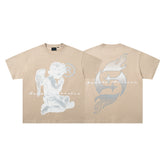 SUPPLY Angel Flame Minimal Graphic Oversized Beige T-Shirt