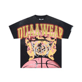 DUAA Flaming Basketball Hoop Sports Retro Graphic Tee