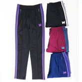 Tide brand NEEDLES butterfly embroidery casual pants Japanese trend striped woven straight leg sports pants for men and women