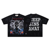 BKYS Carnival Skull Thunder Black Washed Oversized Graphic T‑Shirt