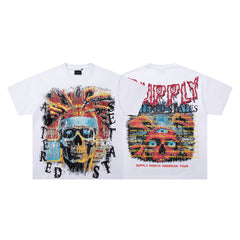 SUPPLY Abstract Skull Punk White Oversized Graphic T‑Shirt
