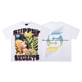 SUPPLY Secrets Skeleton Retro Pop Art White Oversized Graphic T‑Shirt