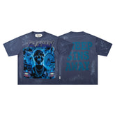 BKYS Carnival Skull Thunder Blue Washed Oversized Graphic T‑Shirt