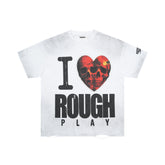 Roughplay I Love Roughplay Skull‑Heart Vintage Washed Distressed Tee