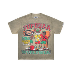 DUAA Global 2K25 USA All‑Star Cartoon Basketball Double‑Sided Graphic Tee