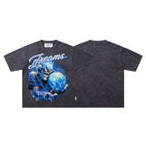 SAINT RECKLESS Globe Clown Rhinestone Dark Grey Oversized T-Shirt