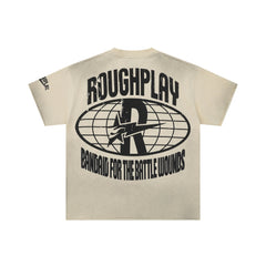 Roughplay Stay Young Wild Fractured Skull‑Face Circular Distressed Tee